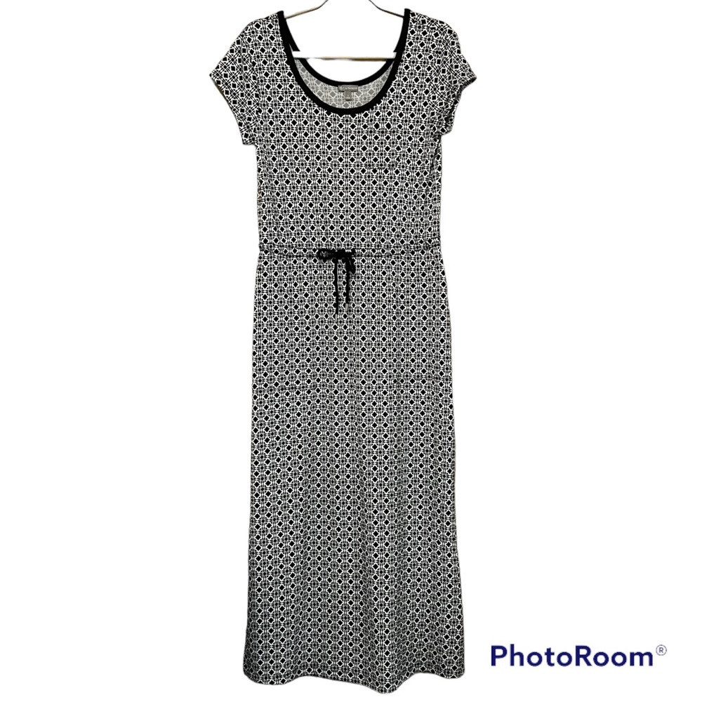 T By Talbots Drawstring Waist Short Sleeve Geomet… - image 2